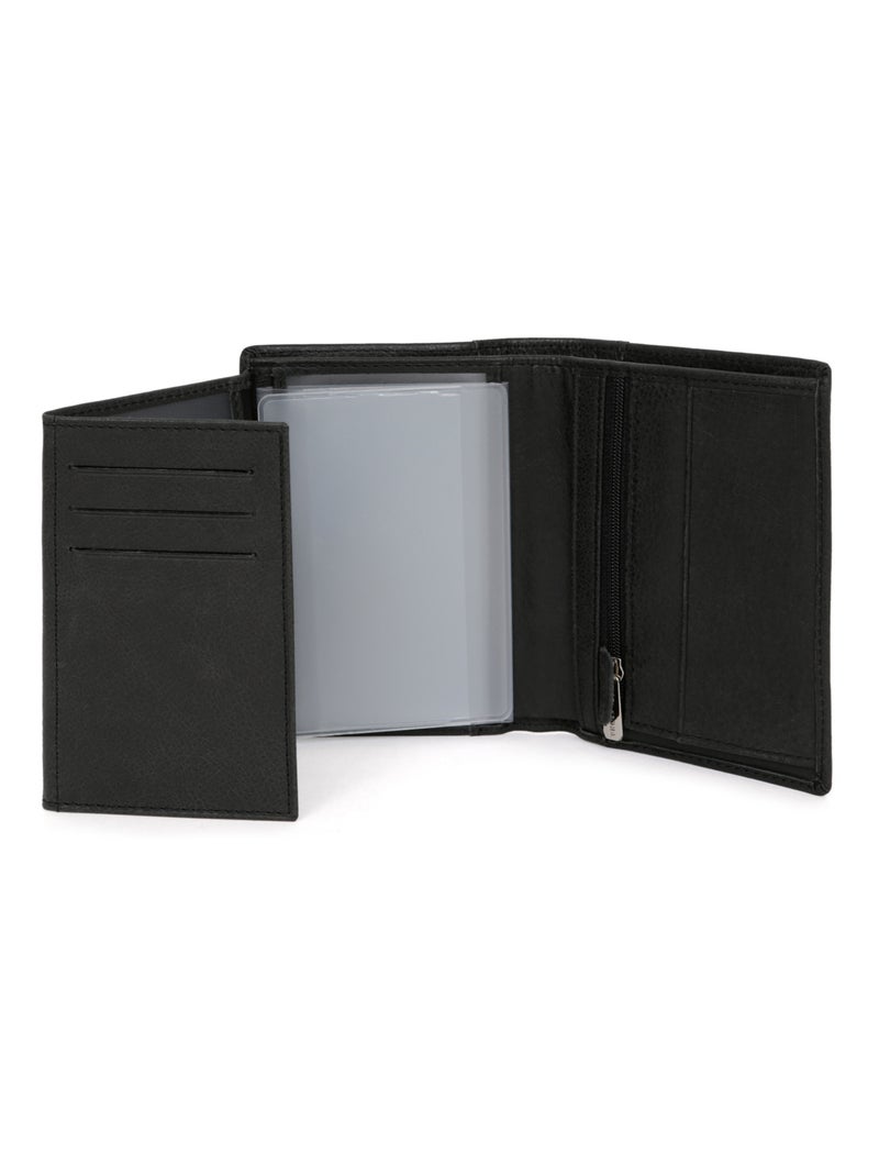 Portefeuille européen  3 volets  cuir instinct hexagona Noir - Kiabi