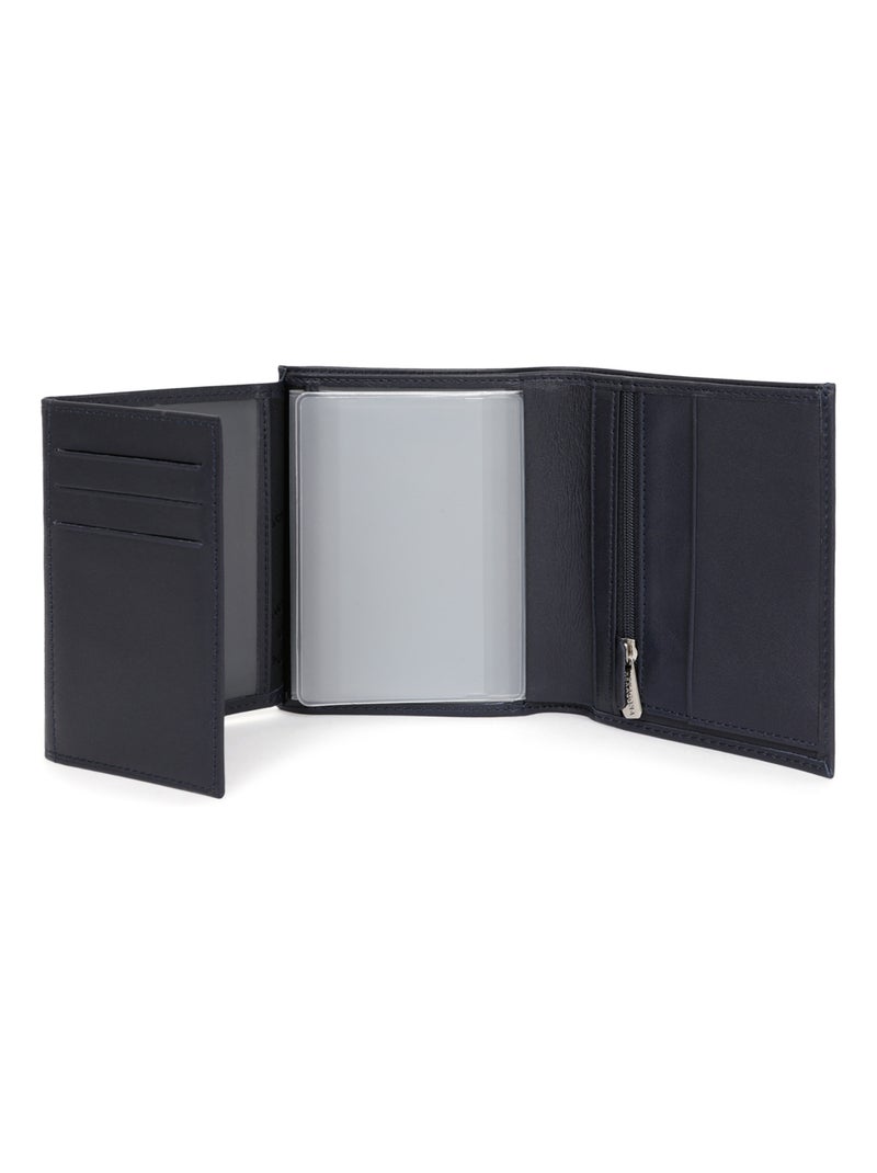 Portefeuille européen  3 volets  Cuir SOFT Bleu marine - Kiabi