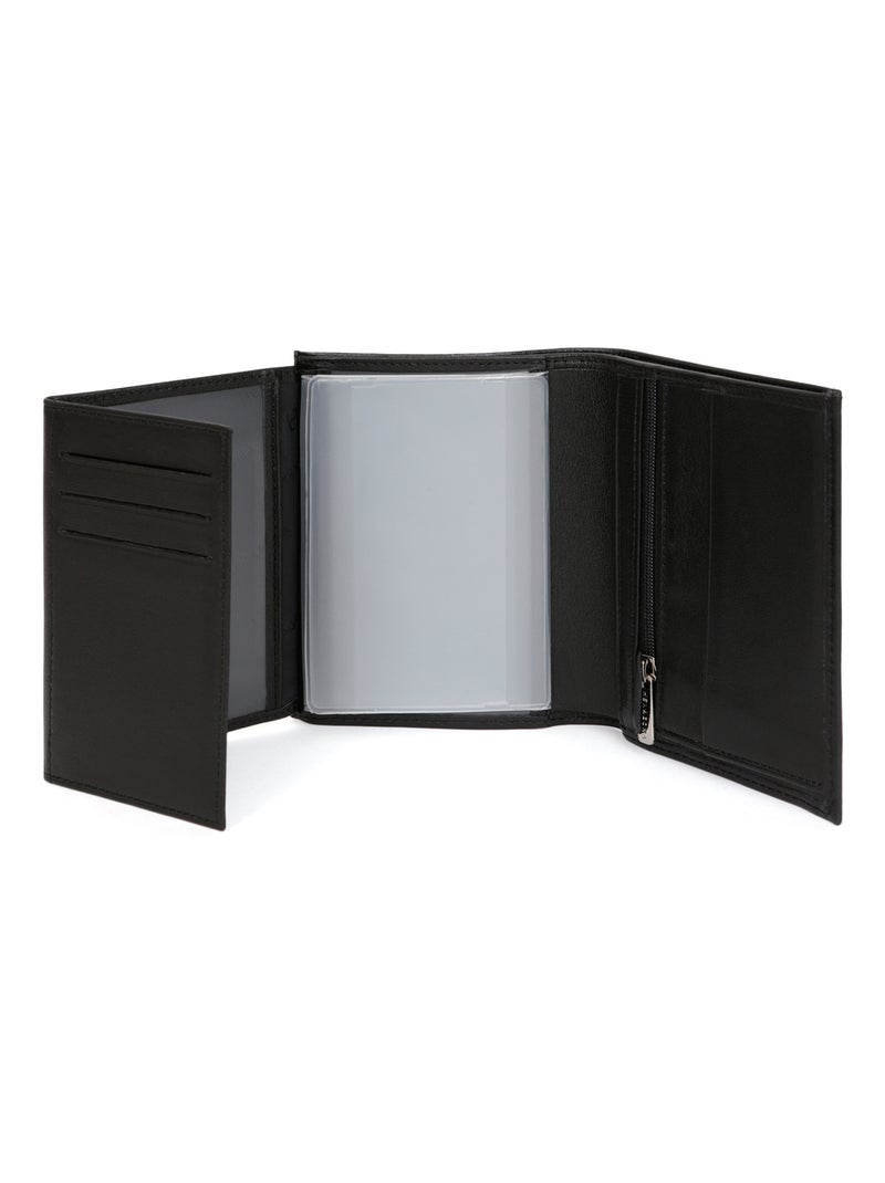 Portefeuille européen  3 volets  Cuir SOFT Noir - Kiabi