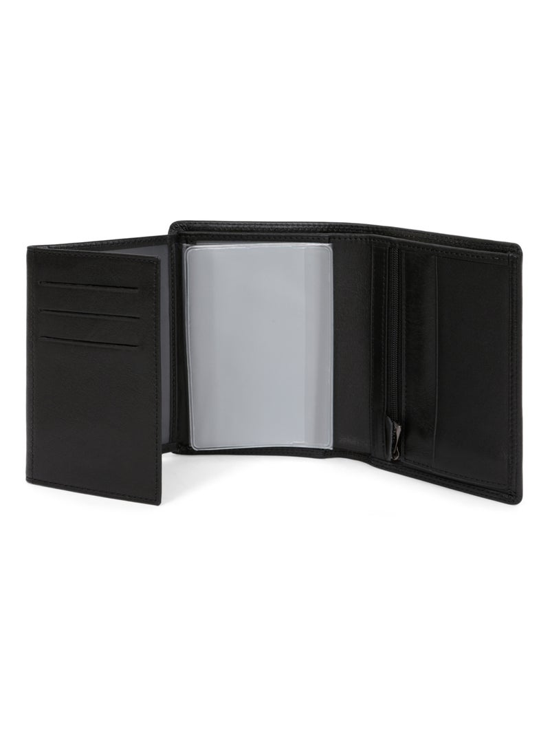Portefeuille européen  3 volets  Stop RFID  Cuir SENSATION Noir - Kiabi