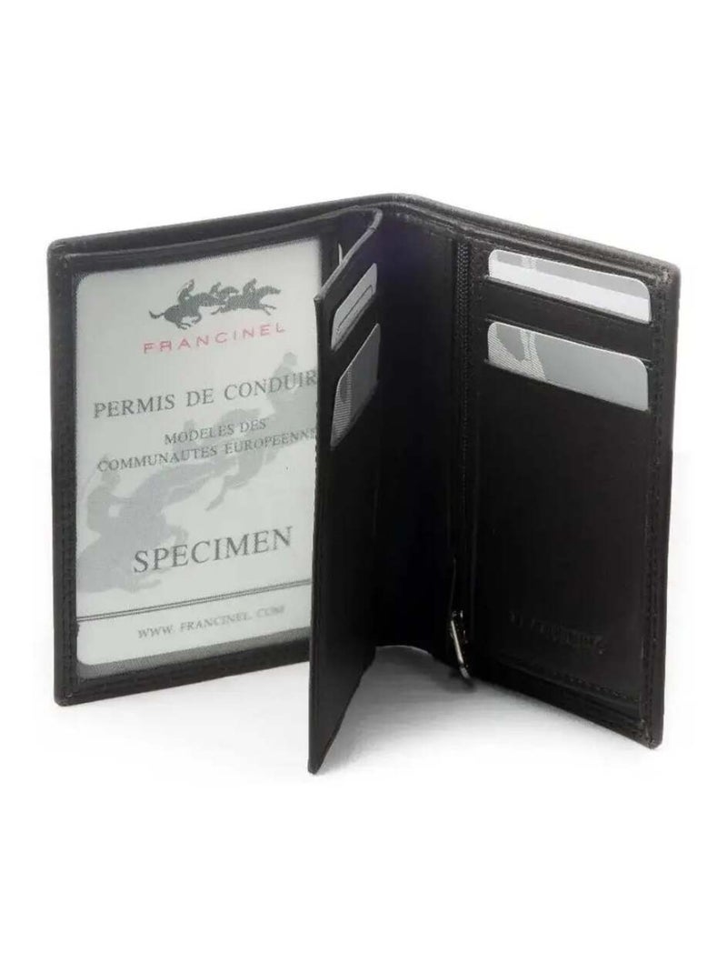 Portefeuille européen cuir de vachette Francinel Noir - Kiabi