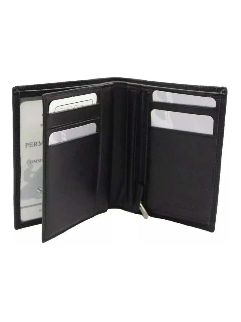 Portefeuille européen cuir de vachette Francinel Noir - Kiabi