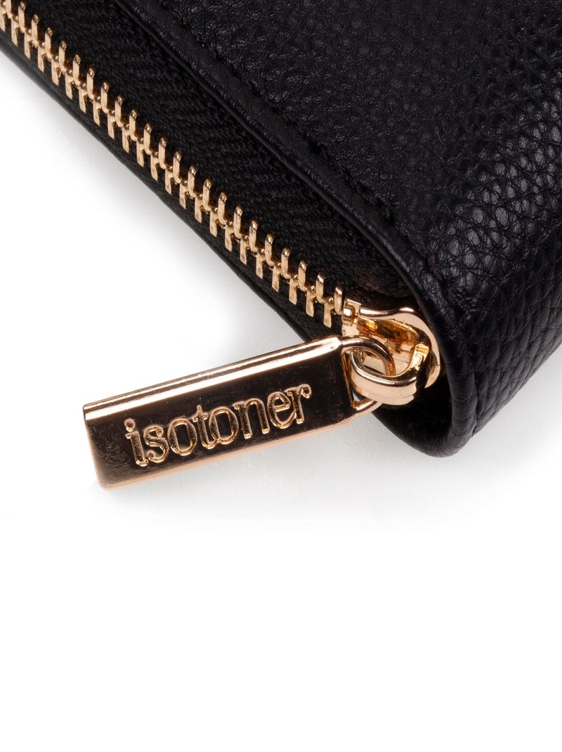 Portefeuille femme zippé noir Isotoner Noir - Kiabi