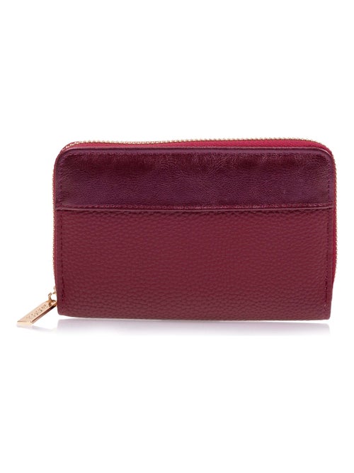 Portefeuille femme zippé rouge Isotoner - Kiabi