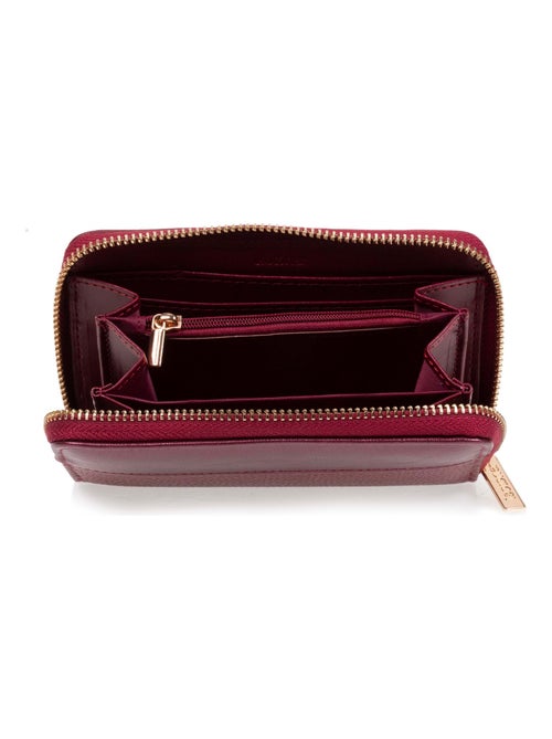 Portefeuille femme zippé rouge Isotoner - Kiabi