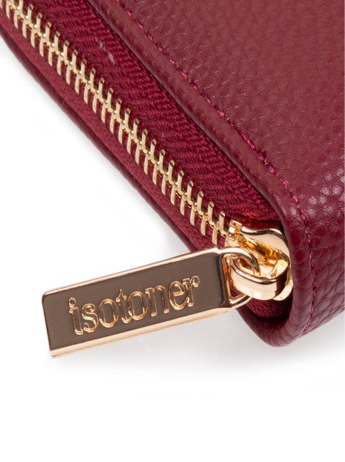 Portefeuille femme zippé rouge Isotoner - Kiabi