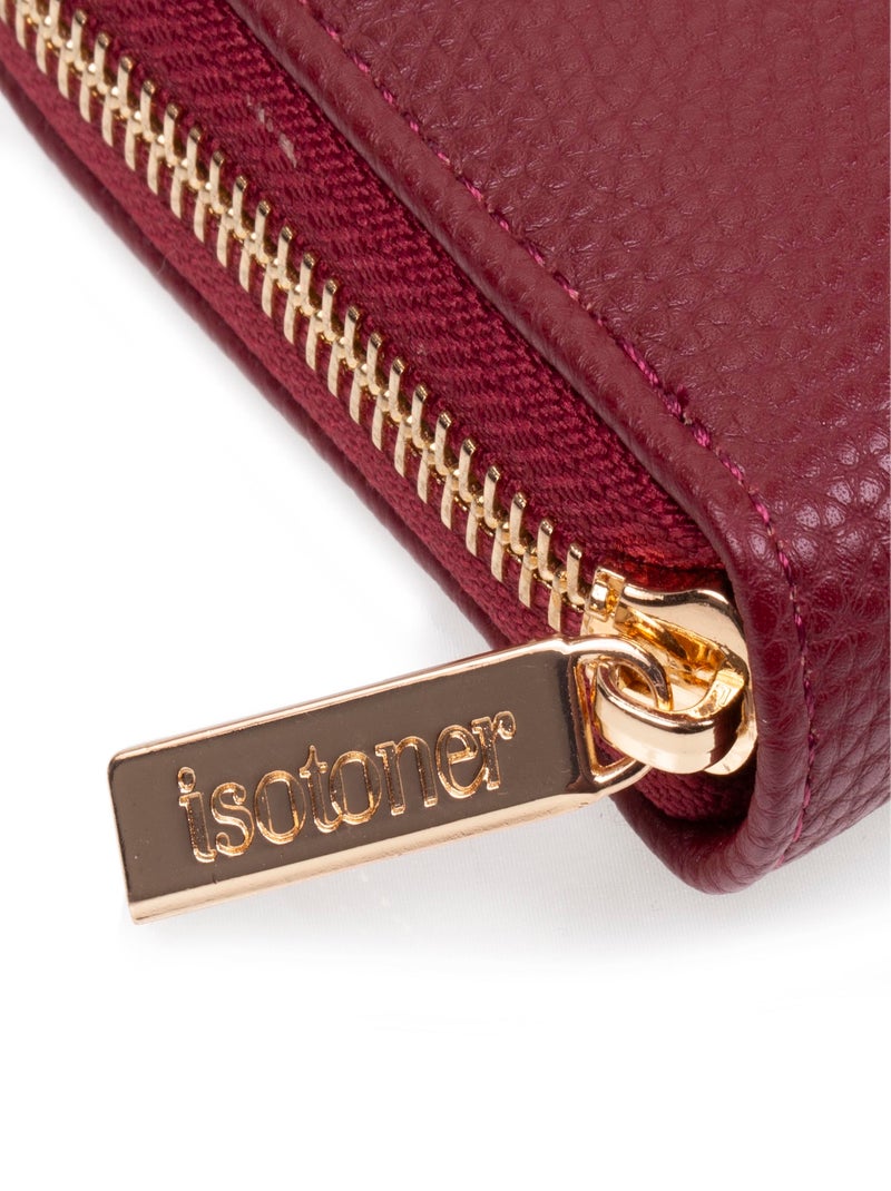 Portefeuille femme zippé rouge Isotoner Rouge tomate - Kiabi