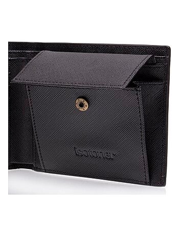 Portefeuille homme poche pression noir isotoner
