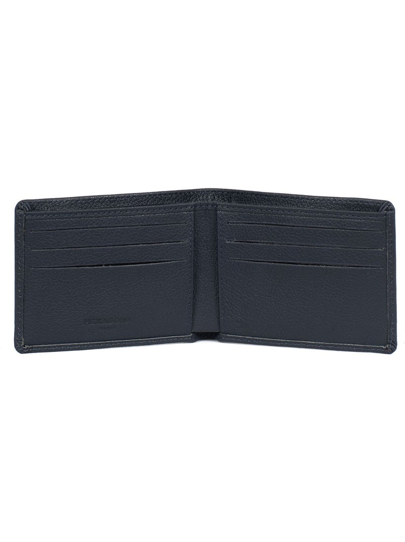 Portefeuille italien  1 volet  Stop RFID  Cuir de vachette CONFORT Bleu marine - Kiabi