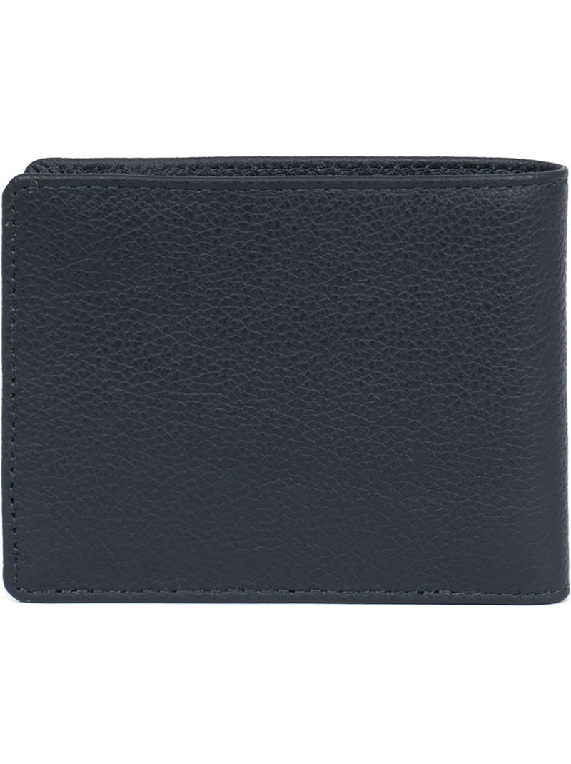 Portefeuille italien  1 volet  Stop RFID  Cuir de vachette CONFORT Bleu marine - Kiabi