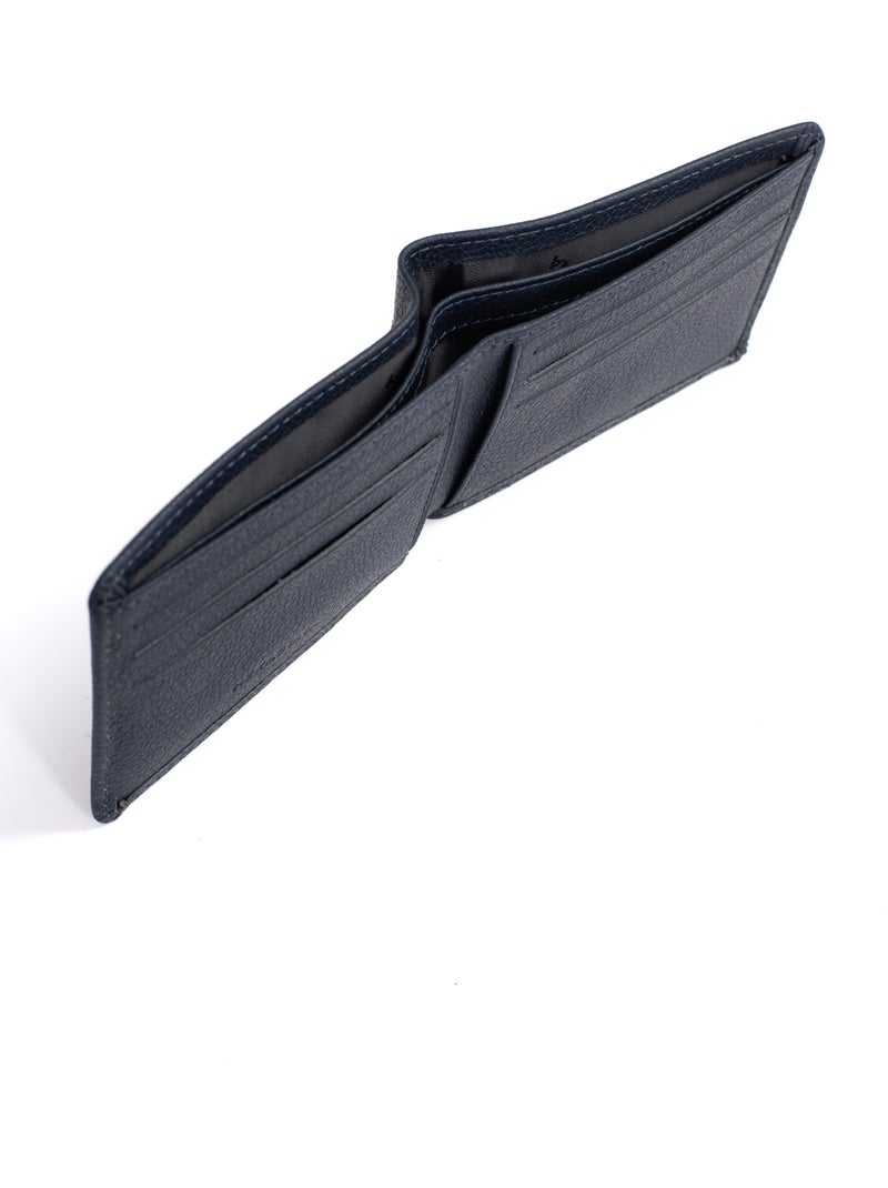 Portefeuille italien  1 volet  Stop RFID  Cuir de vachette CONFORT Bleu marine - Kiabi