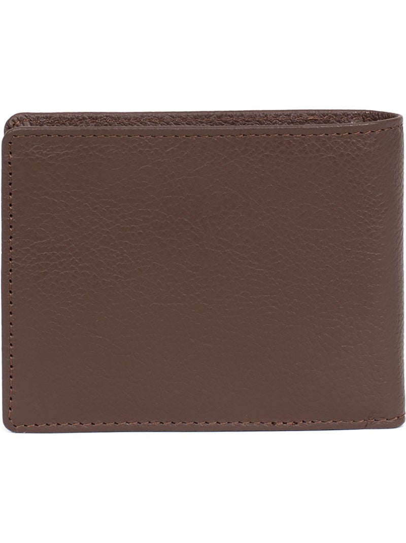 Portefeuille italien  1 volet  Stop RFID  Cuir de vachette CONFORT Marron chocolat - Kiabi