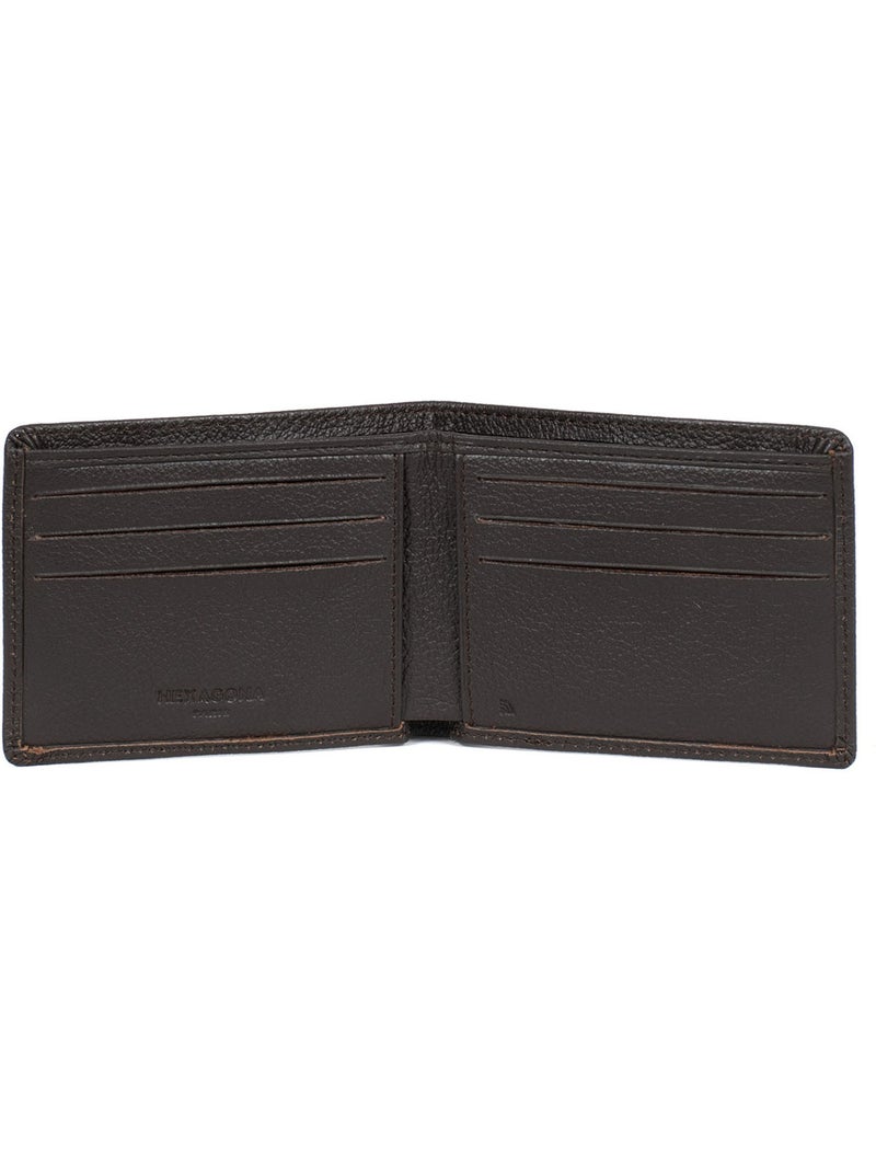Portefeuille italien  1 volet  Stop RFID  Cuir de vachette CONFORT Marron foncé - Kiabi