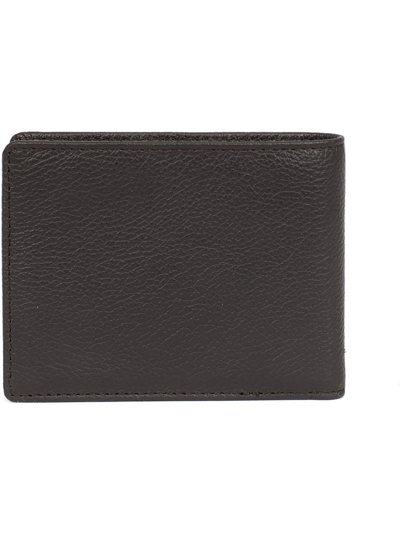 Portefeuille italien  1 volet  Stop RFID  Cuir de vachette CONFORT Marron foncé - Kiabi