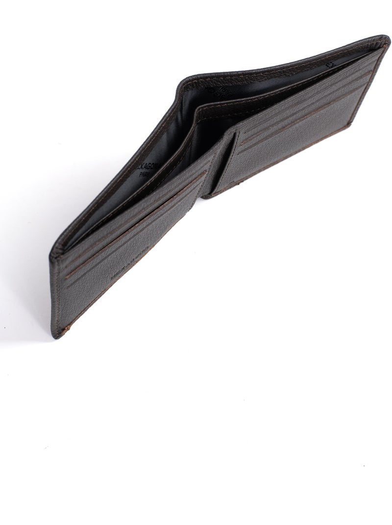 Portefeuille italien  1 volet  Stop RFID  Cuir de vachette CONFORT Marron foncé - Kiabi