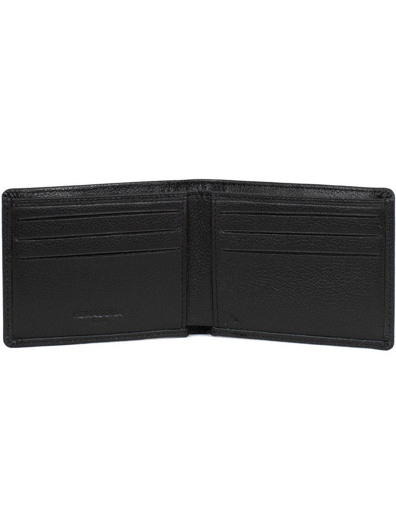 Portefeuille italien  1 volet  Stop RFID  Cuir de vachette CONFORT Noir - Kiabi