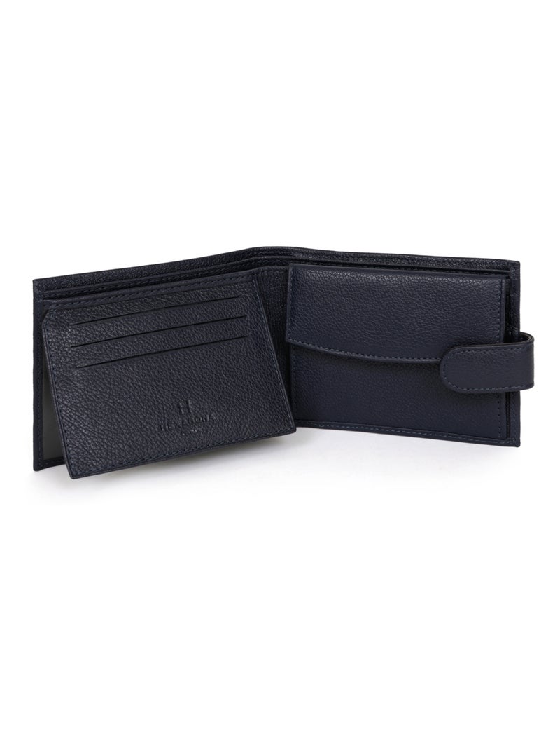 Portefeuille italien  2 volets  Cuir CONFORT Bleu marine - Kiabi