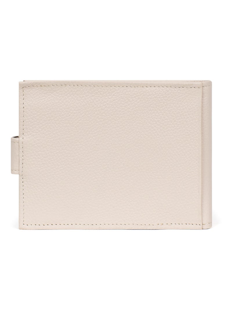 Portefeuille italien  2 volets  Cuir CONFORT Ivoire - Kiabi