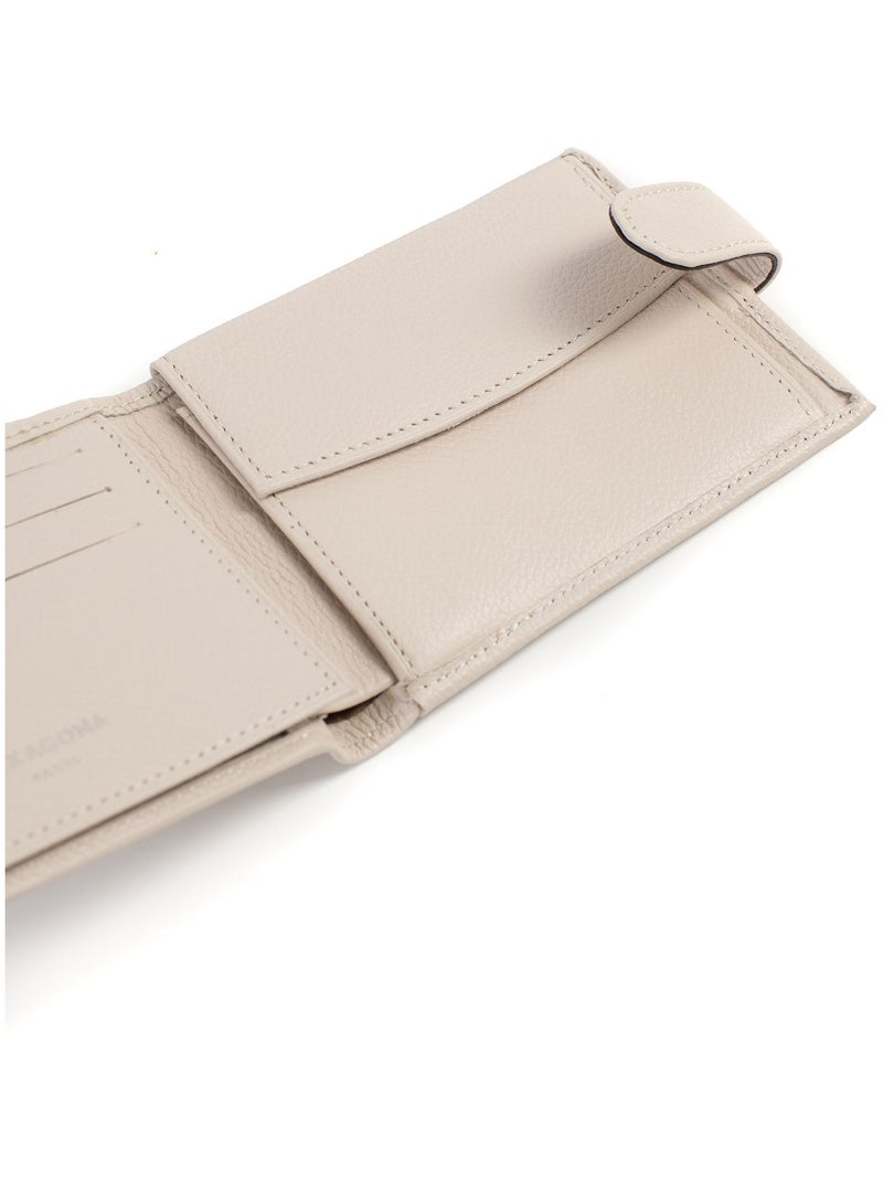 Portefeuille italien  2 volets  Cuir CONFORT Ivoire - Kiabi