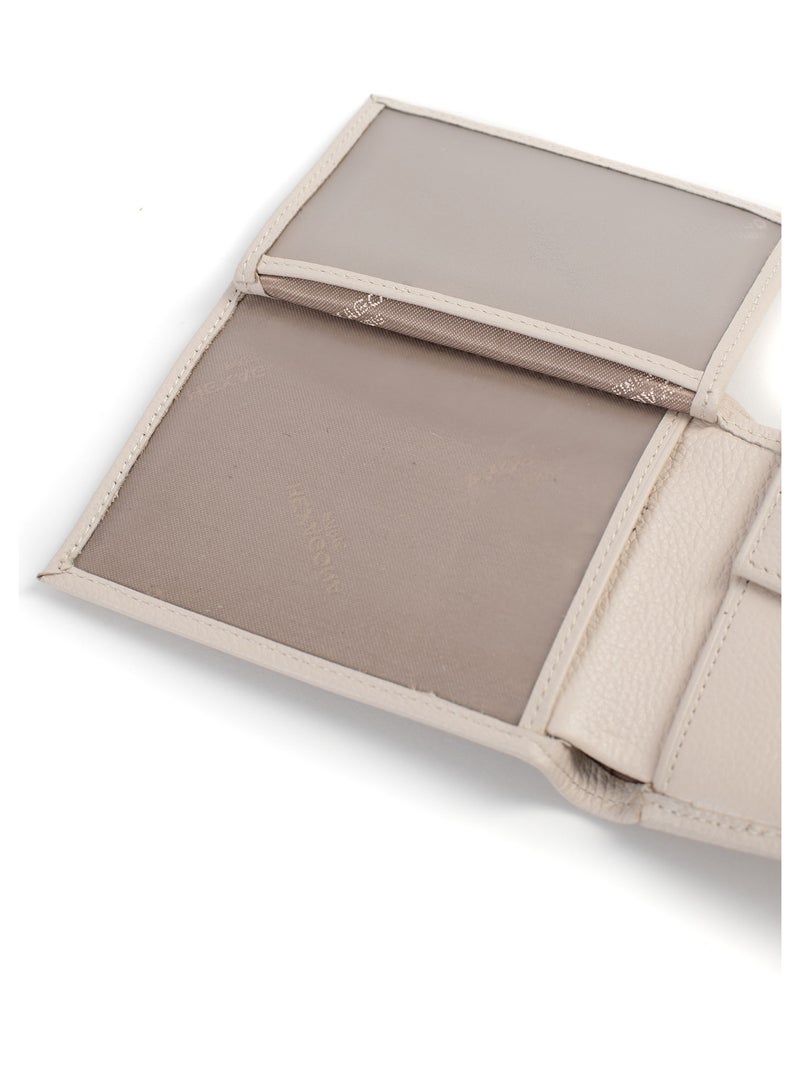 Portefeuille italien  2 volets  Cuir CONFORT Ivoire - Kiabi