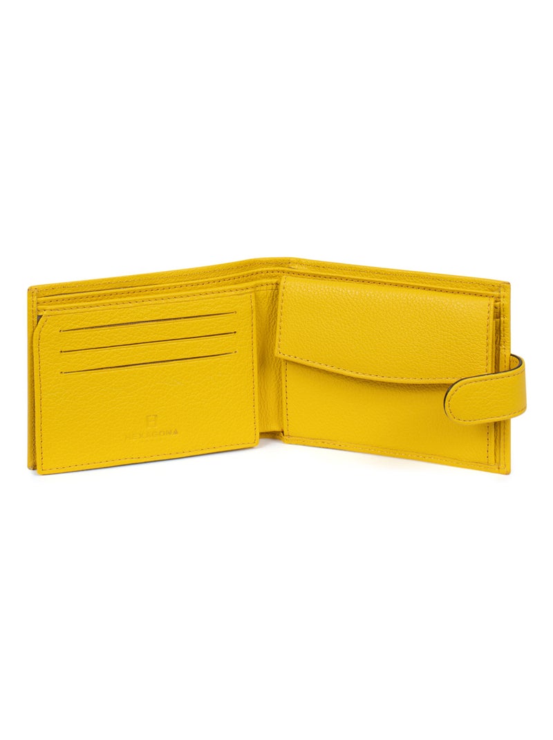 Portefeuille italien  2 volets  Cuir CONFORT Jaune - Kiabi