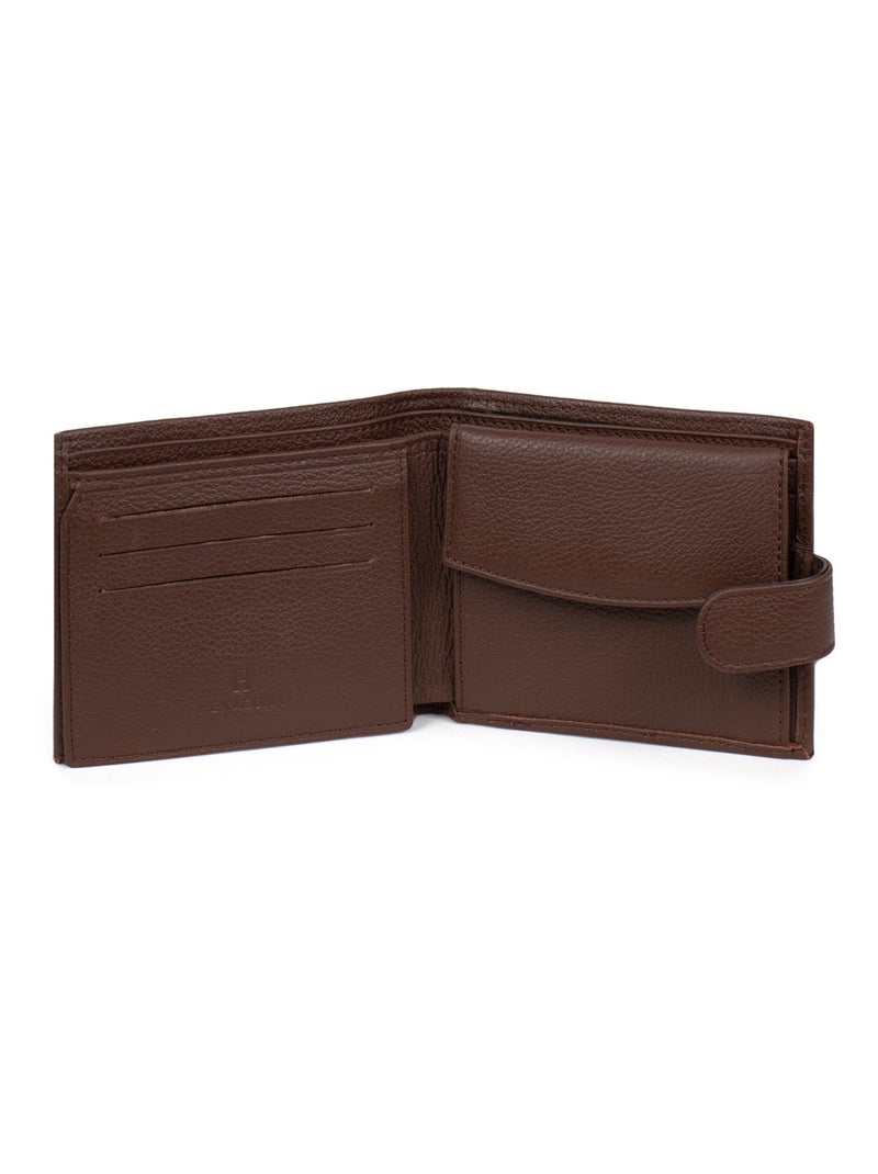 Portefeuille italien  2 volets  Cuir CONFORT Marron chocolat - Kiabi