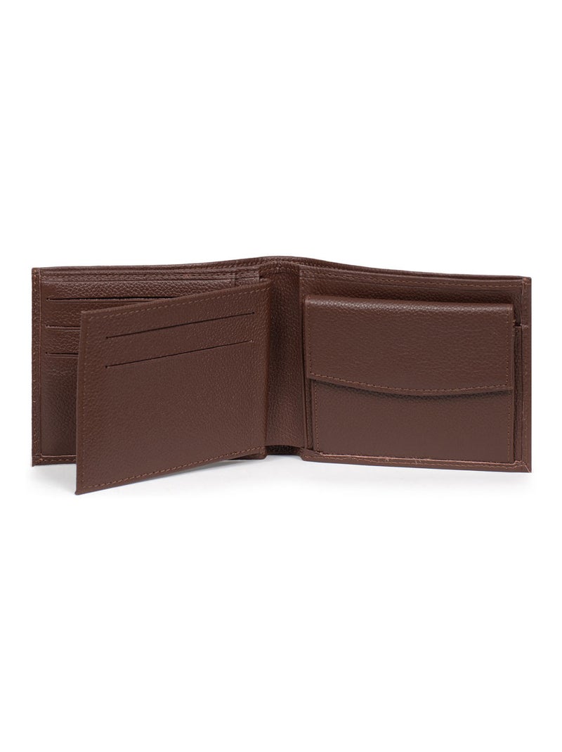 Portefeuille italien  2 volets  Cuir CONFORT Marron chocolat - Kiabi