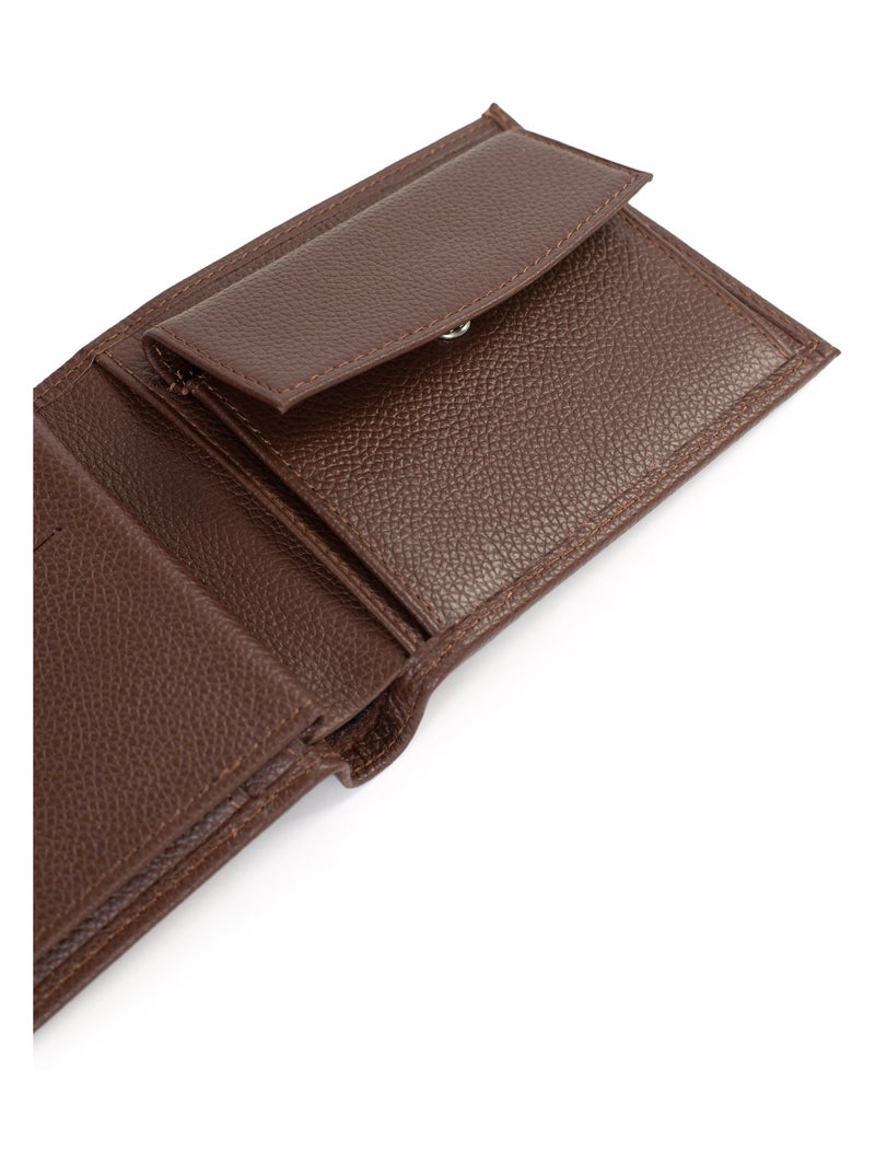 Portefeuille italien  2 volets  Cuir CONFORT Marron chocolat - Kiabi