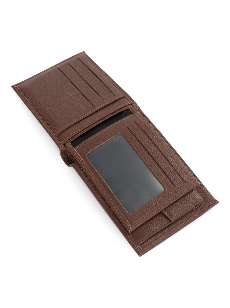 Portefeuille italien  2 volets  Cuir CONFORT Marron chocolat - Kiabi