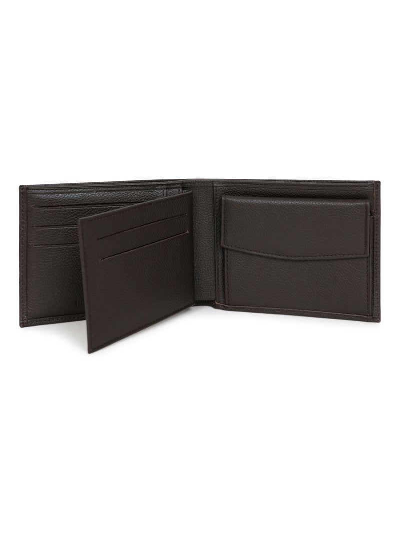 Portefeuille italien  2 volets  Cuir CONFORT Marron foncé - Kiabi
