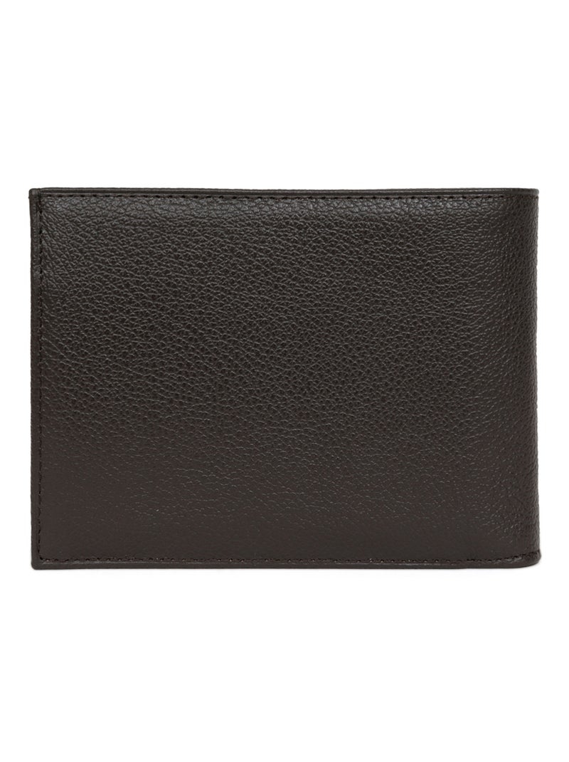 Portefeuille italien  2 volets  Cuir CONFORT Marron foncé - Kiabi