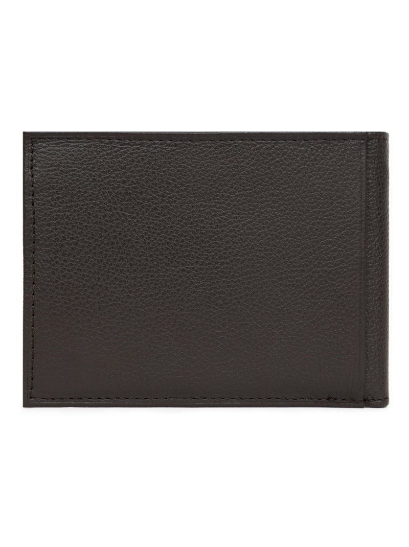 Portefeuille italien  2 volets  Cuir CONFORT Marron foncé - Kiabi