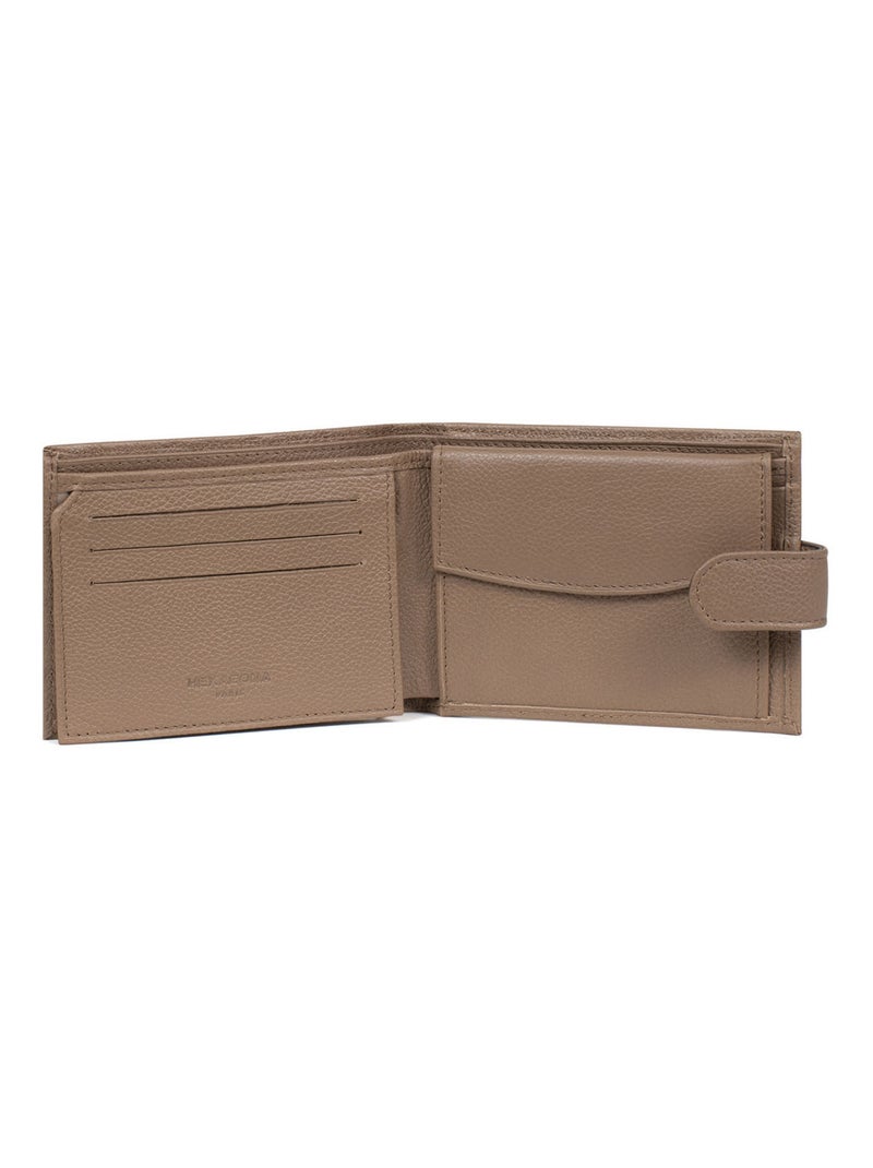 Portefeuille italien  2 volets  Cuir CONFORT Marron glacé - Kiabi