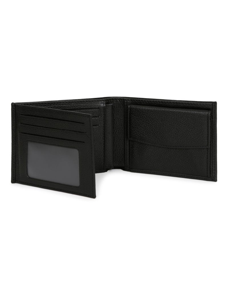 Portefeuille italien  2 volets  Cuir CONFORT Noir - Kiabi