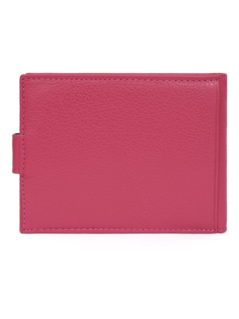 Portefeuille italien  2 volets  Cuir CONFORT Rose fushia - Kiabi