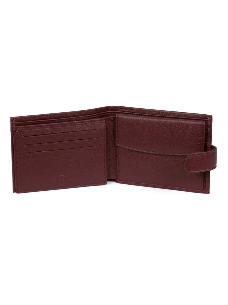 Portefeuille italien  2 volets  Cuir CONFORT Violet prune - Kiabi