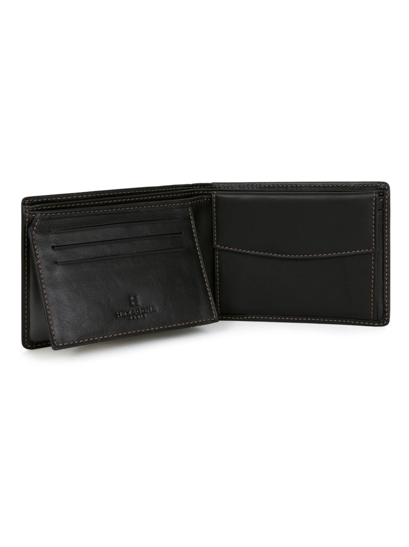 Portefeuille italien  2 volets  Cuir FÉLIN Noir - Kiabi