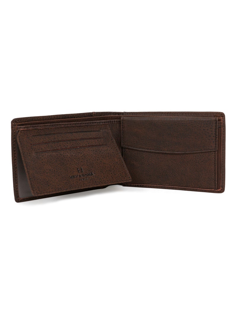 Portefeuille italien  2 volets  Cuir INSTINCT Marron - Kiabi