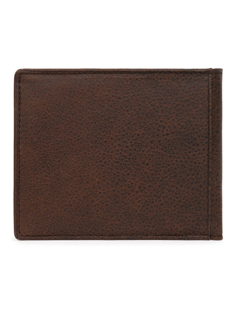 Portefeuille italien  2 volets  Cuir INSTINCT Marron - Kiabi