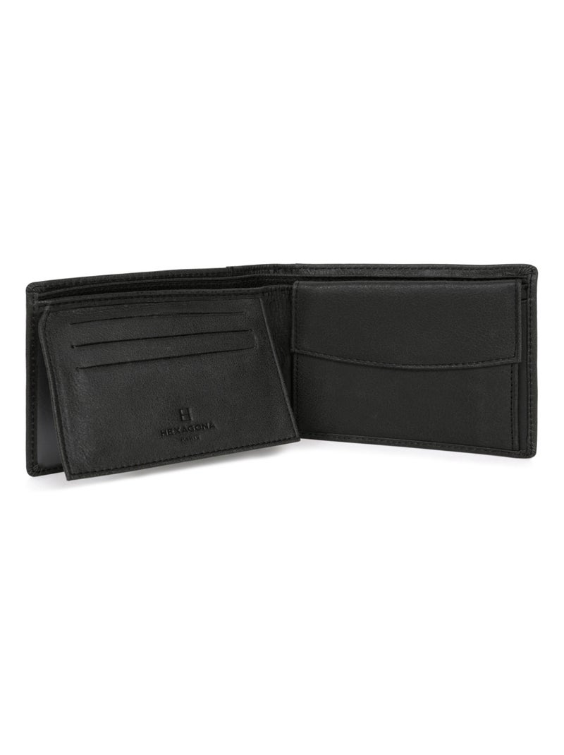 Portefeuille italien  2 volets  Cuir INSTINCT Noir - Kiabi