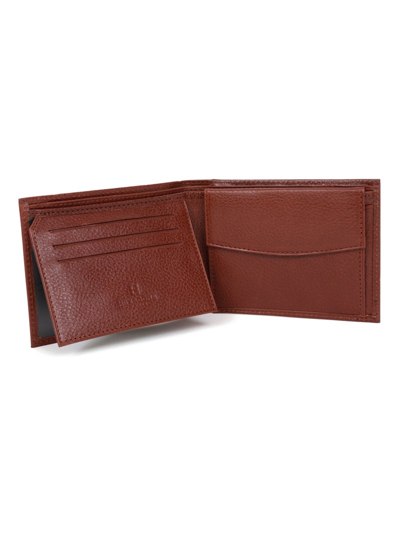 Portefeuille italien  2 volets  Cuir RÉPUBLIQUE Marron - Kiabi