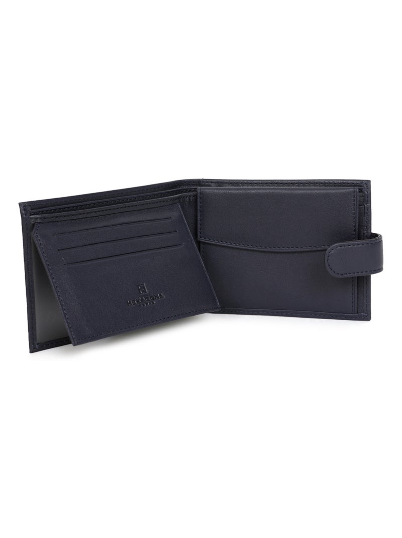 Portefeuille italien  2 volets  Cuir SOFT Bleu marine - Kiabi
