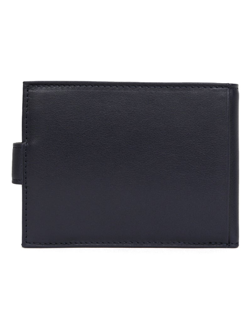 Portefeuille italien  2 volets  Cuir SOFT Bleu marine - Kiabi