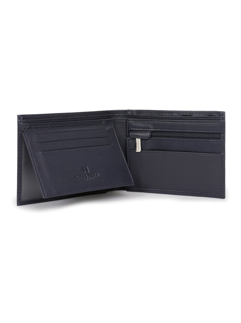 Portefeuille italien  2 volets  Cuir SOFT Bleu marine - Kiabi