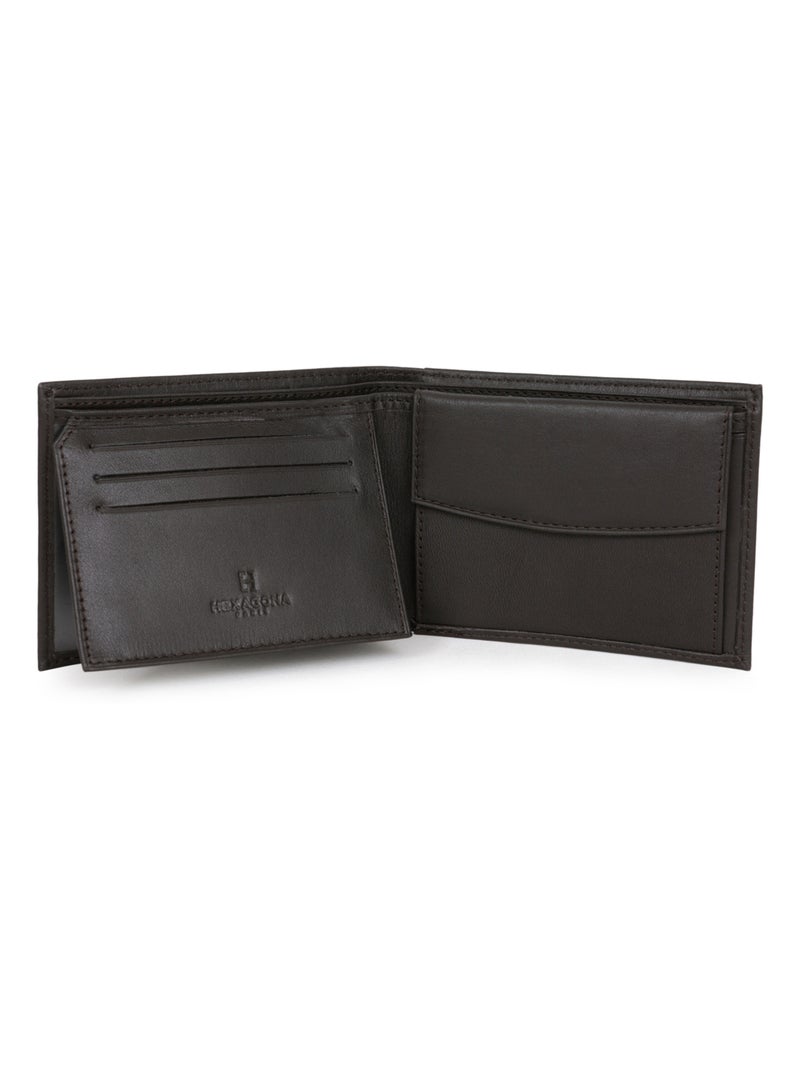 Portefeuille italien  2 volets  Cuir SOFT Marron - Kiabi