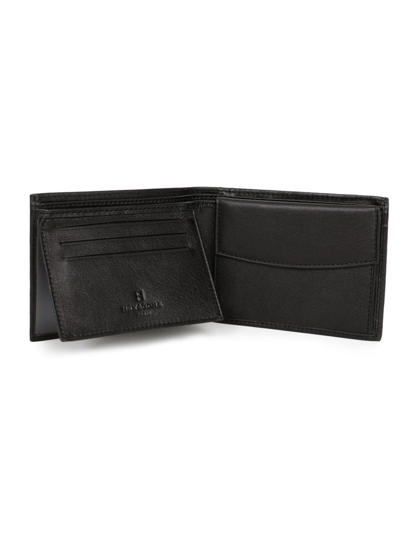 Portefeuille italien  2 volets  Cuir SOFT Noir - Kiabi