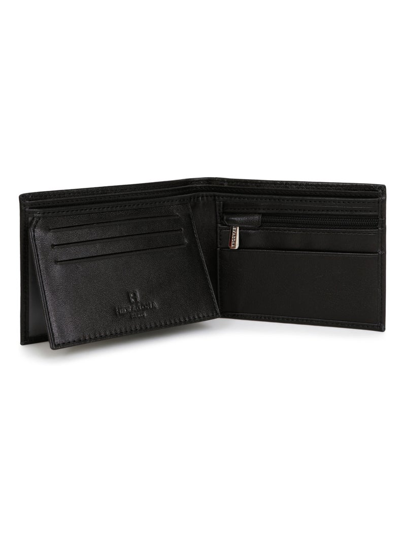 Portefeuille italien  2 volets  Cuir SOFT Noir - Kiabi