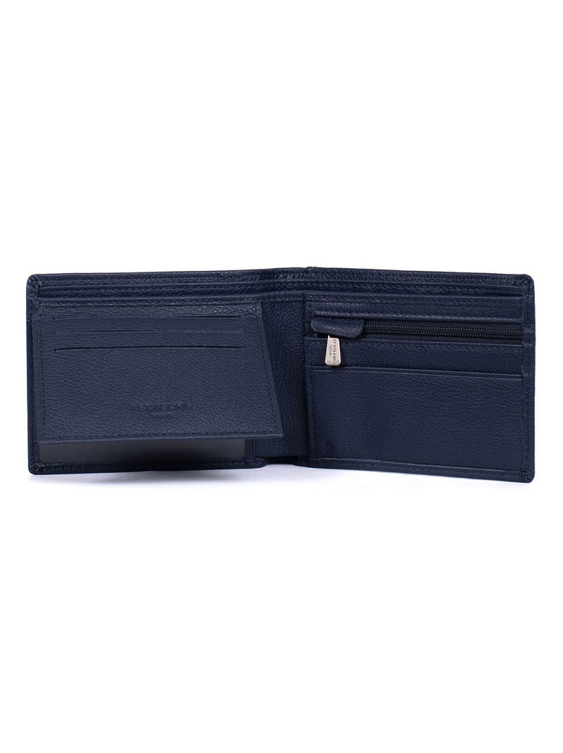 Portefeuille italien  2 volets  Stop RFID  Cuir CONFORT Bleu marine - Kiabi