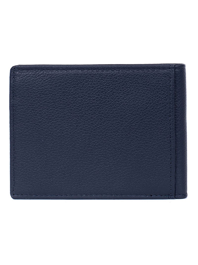 Portefeuille italien  2 volets  Stop RFID  Cuir CONFORT Bleu marine - Kiabi