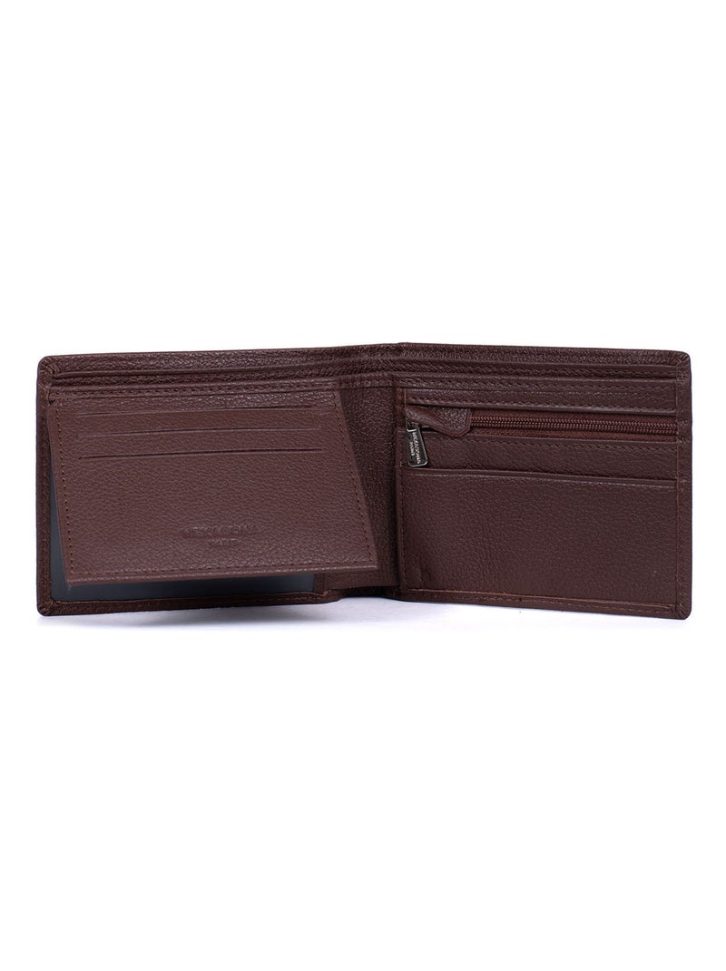 Portefeuille italien  2 volets  Stop RFID  Cuir CONFORT Marron chocolat - Kiabi